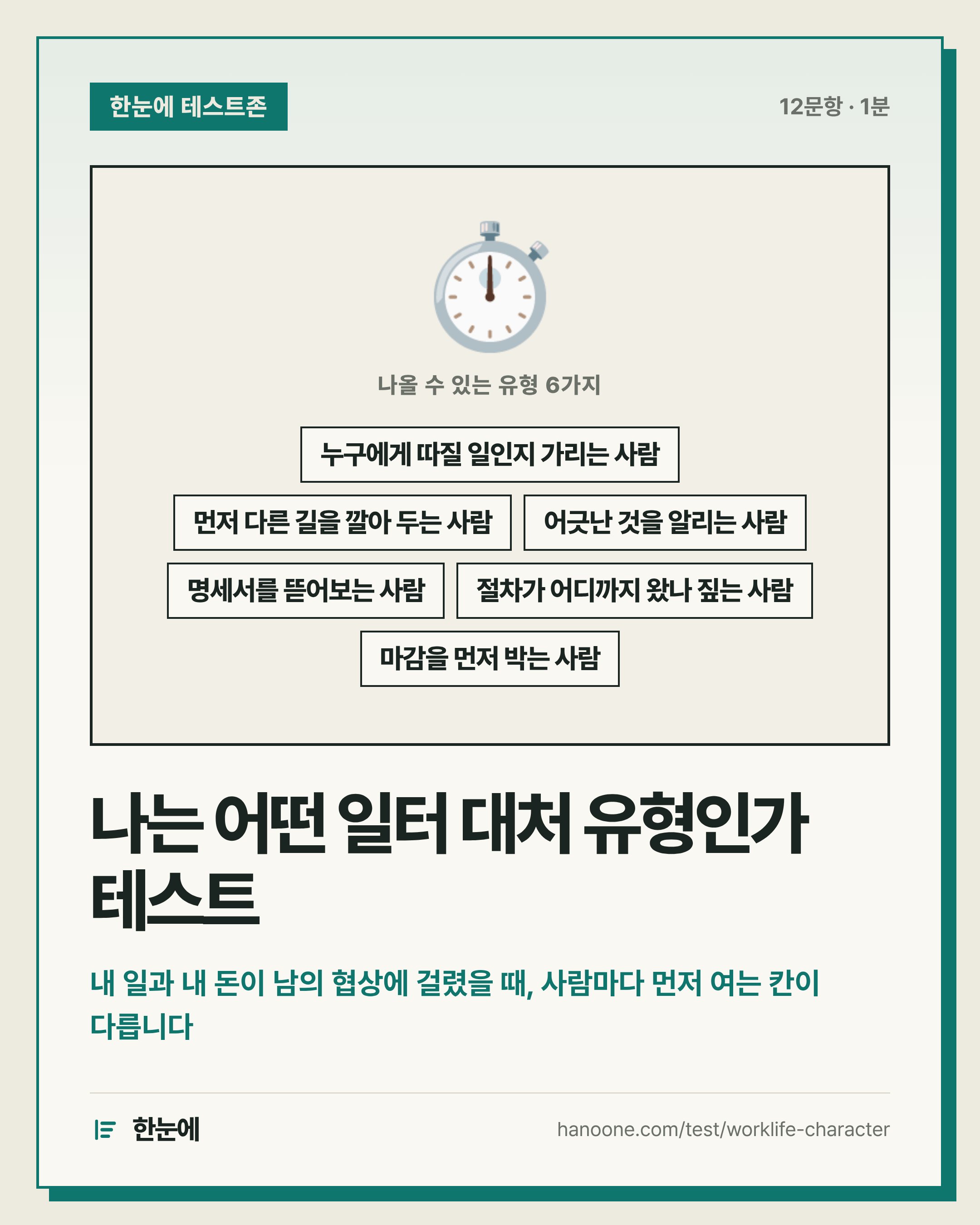 나는 어떤 일터 대처 유형인가 테스트
